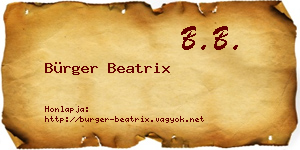 Bürger Beatrix névjegykártya