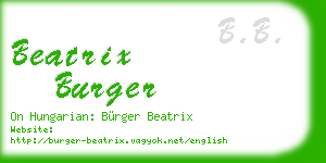 beatrix burger business card